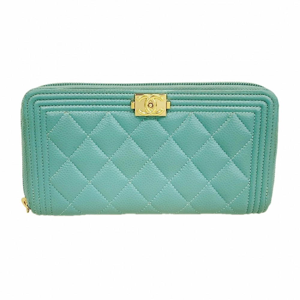 CHANEL Blue Caviar Leather Wallet